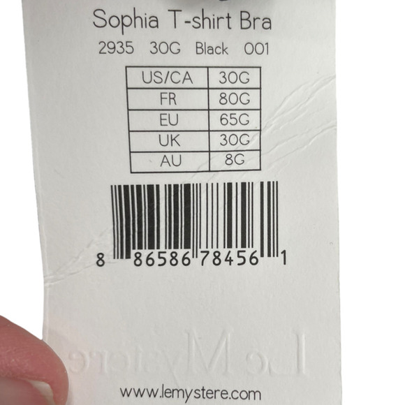 NWT LE MYSTERE BLACK LACE SOPHIA T-SHIRT BRA 30 G - Picture 9 of 10